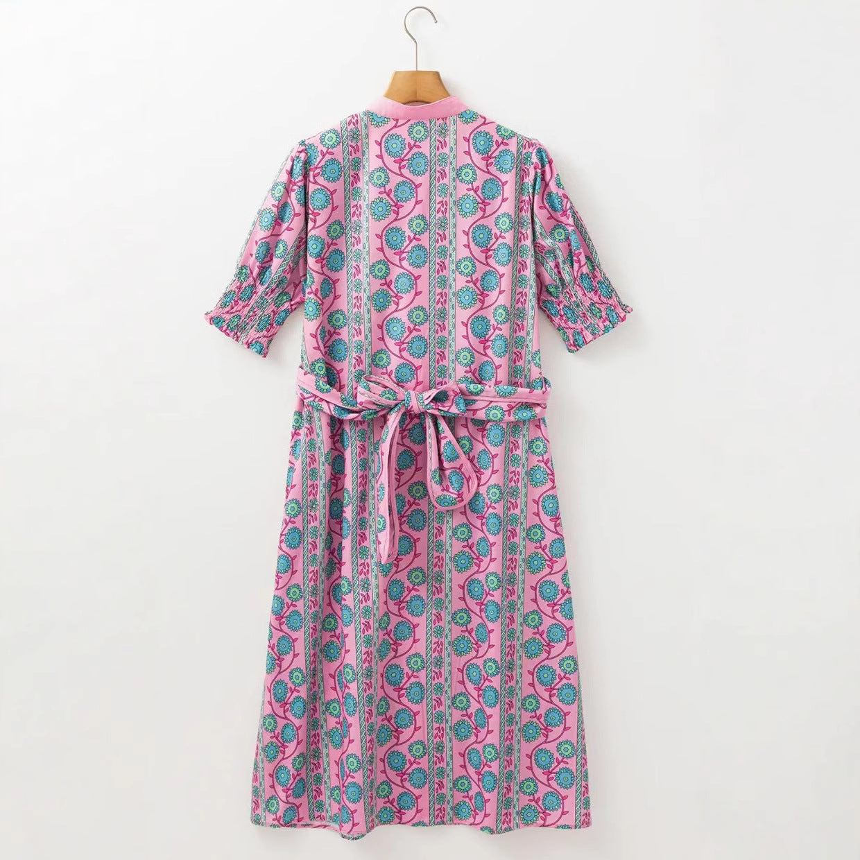 Robe Midi Bohème Fleurie Boutonnée | Mélange de Coton | Vive et Féminine