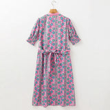 Robe Midi Bohème Fleurie Boutonnée | Mélange de Coton | Vive et Féminine