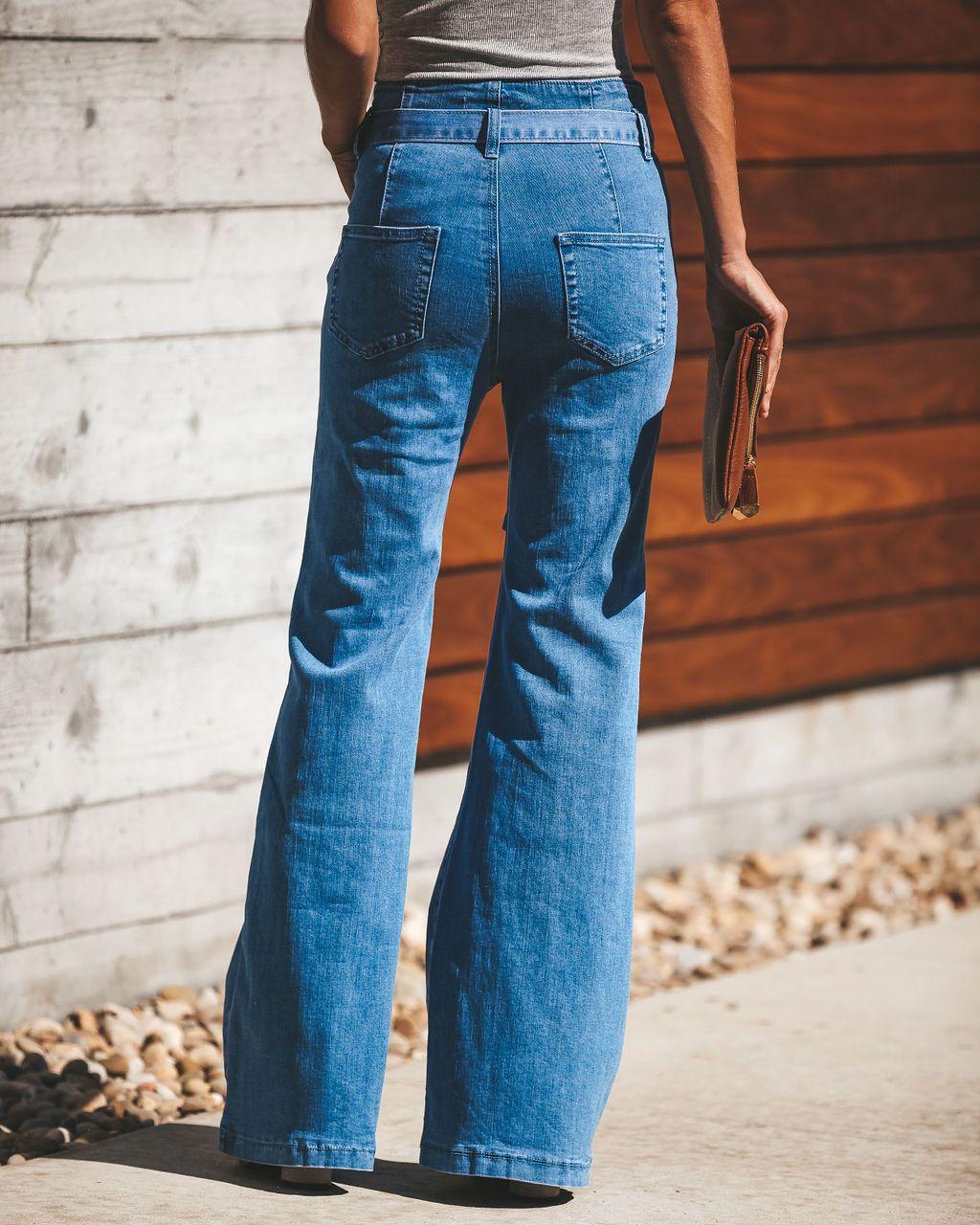 Jean Évasé Taille Haute | Ceinturé | Rétro et Chic
