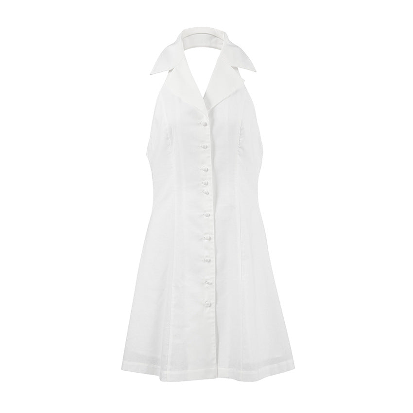 Robe Courte en Lin à Boutons | Élégance Structurée | Fraîcheur d'Été