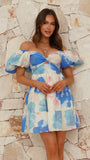 Robe Courte à Manches Bouffantes Fleurie | Audacieuse | Séduisante et Féminine