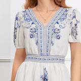 Robe Courte Bohème Brodée | Coton Doux | Charme Méditerranéen