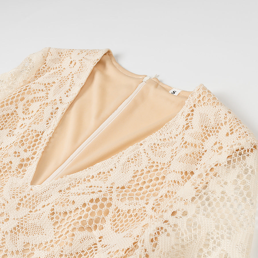 Robe de Soirée Ajustée en Dentelle | Dentelle Florale Élégante | Glamour et Raffinement