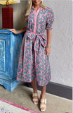 Robe Midi Bohème Fleurie Boutonnée | Mélange de Coton | Vive et Féminine