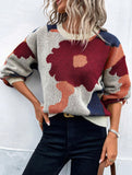 Pull graphique en maille texturée | Motif abstrait | Coupe droite | Style artistique