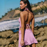 Robe Mini à Col Drapé | Noire | Élégante, Sculptante et Intemporelle
