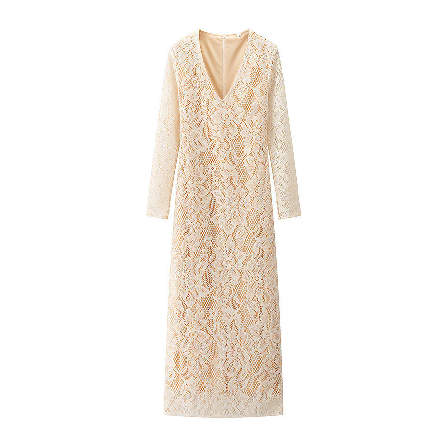 Robe de Soirée Ajustée en Dentelle | Dentelle Florale Élégante | Glamour et Raffinement