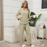 Ensemble homewear côtelé | Vert citron | Confort douillet pour journées détente