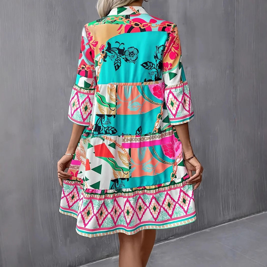 Robe Tunique Imprimée Bohème | Colorée | Légère et Ludique