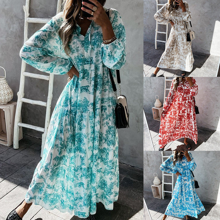 Robe Longue Bohème à Manches Longues | Fluide & Élégante | Parfaite pour Toutes les Occasions