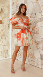 Robe Courte à Manches Bouffantes Fleurie | Audacieuse | Séduisante et Féminine