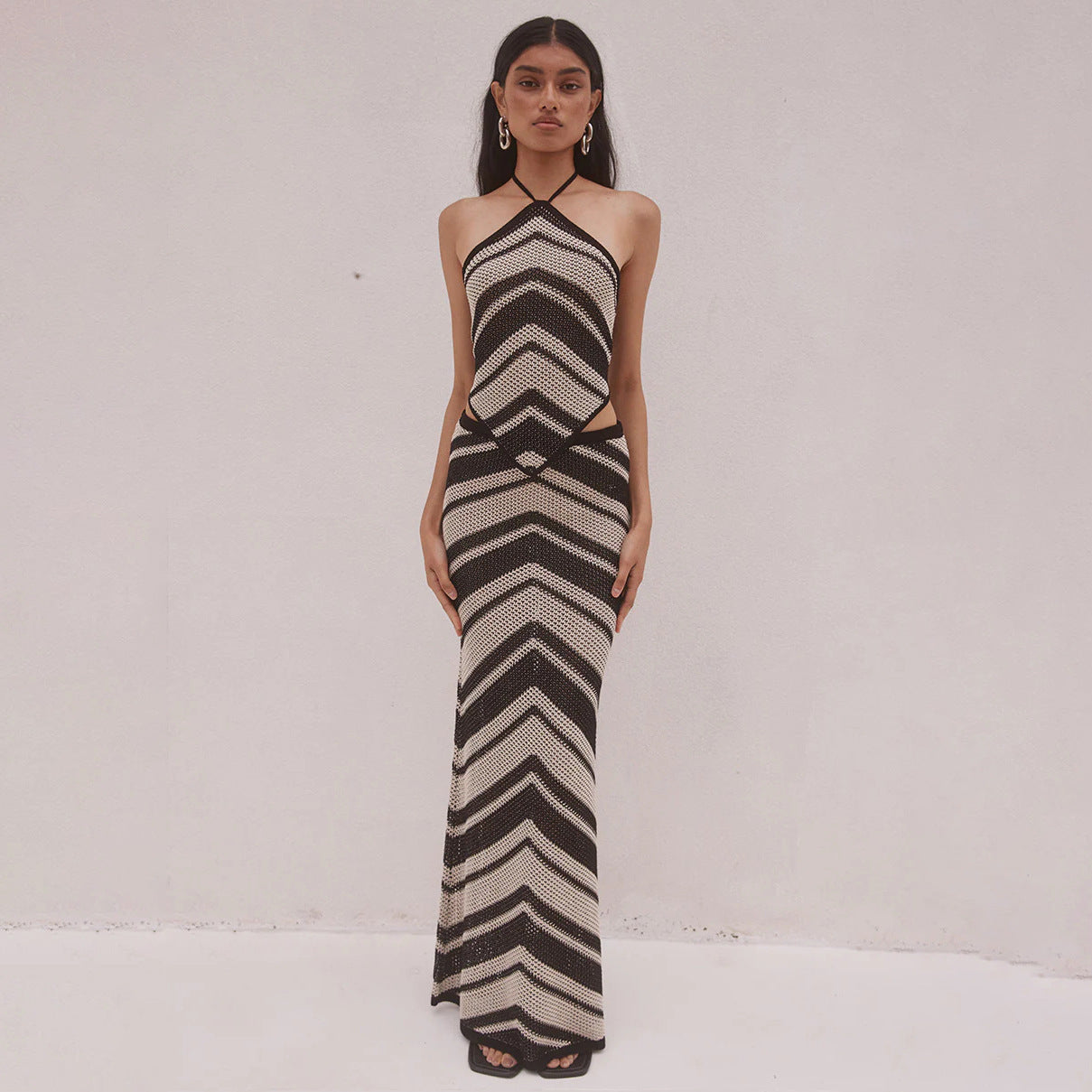 Robe Longue en Maille à Motif Chevron | Audacieuse | Chic Estival
