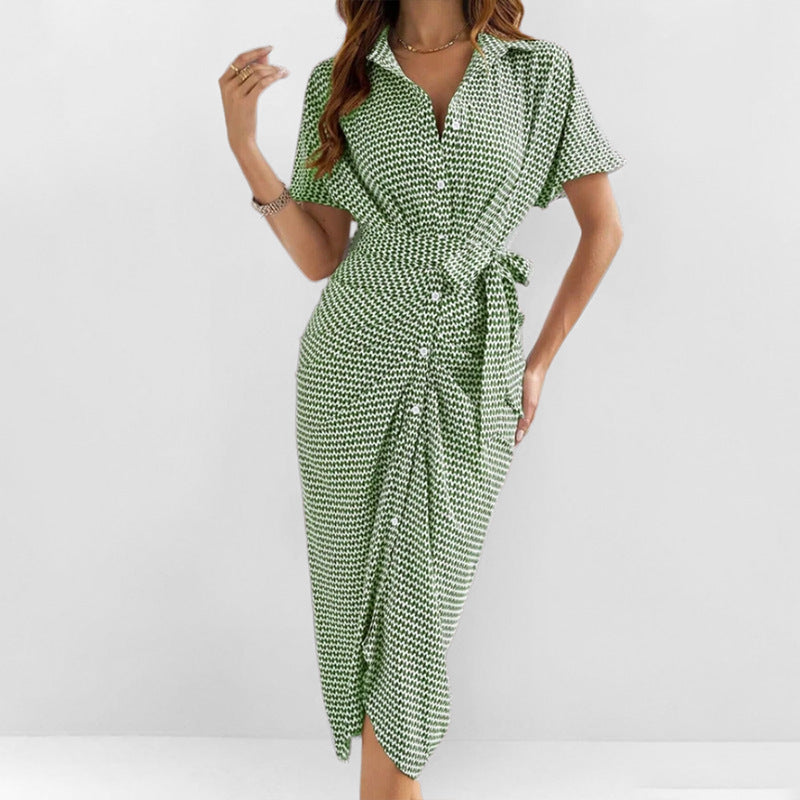 Robe Midi Ceinturée à Boutons Chic | Légère | Élégance Sans Effort