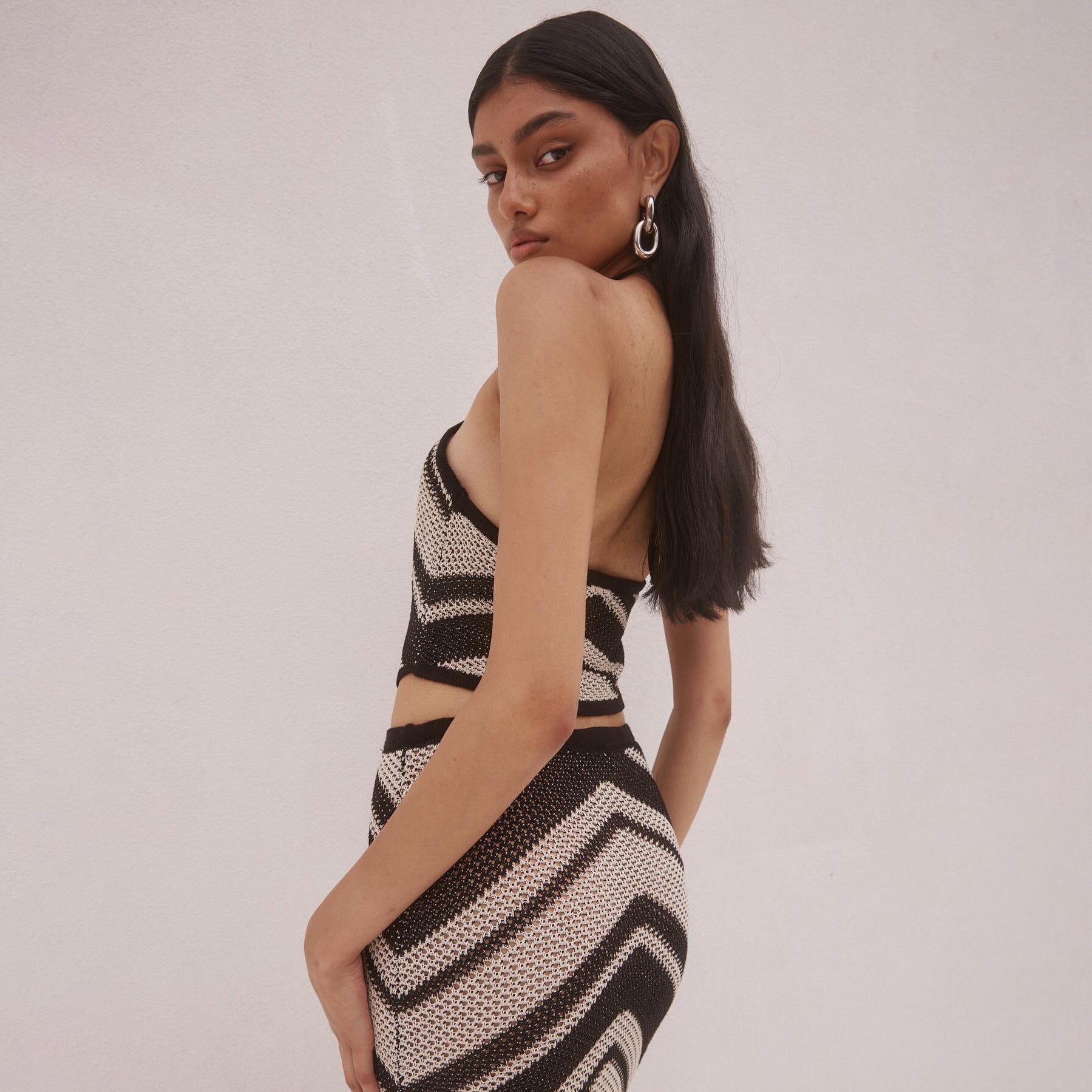 Robe Longue en Maille à Motif Chevron | Audacieuse | Chic Estival