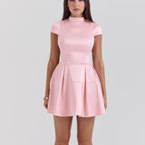 Robe Patineuse Satinée | Rose | Élégante, Douce et Raffinée