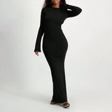 Robe Longue Moulante à Manches Longues | Élégante & Ajustée | Style Intemporel