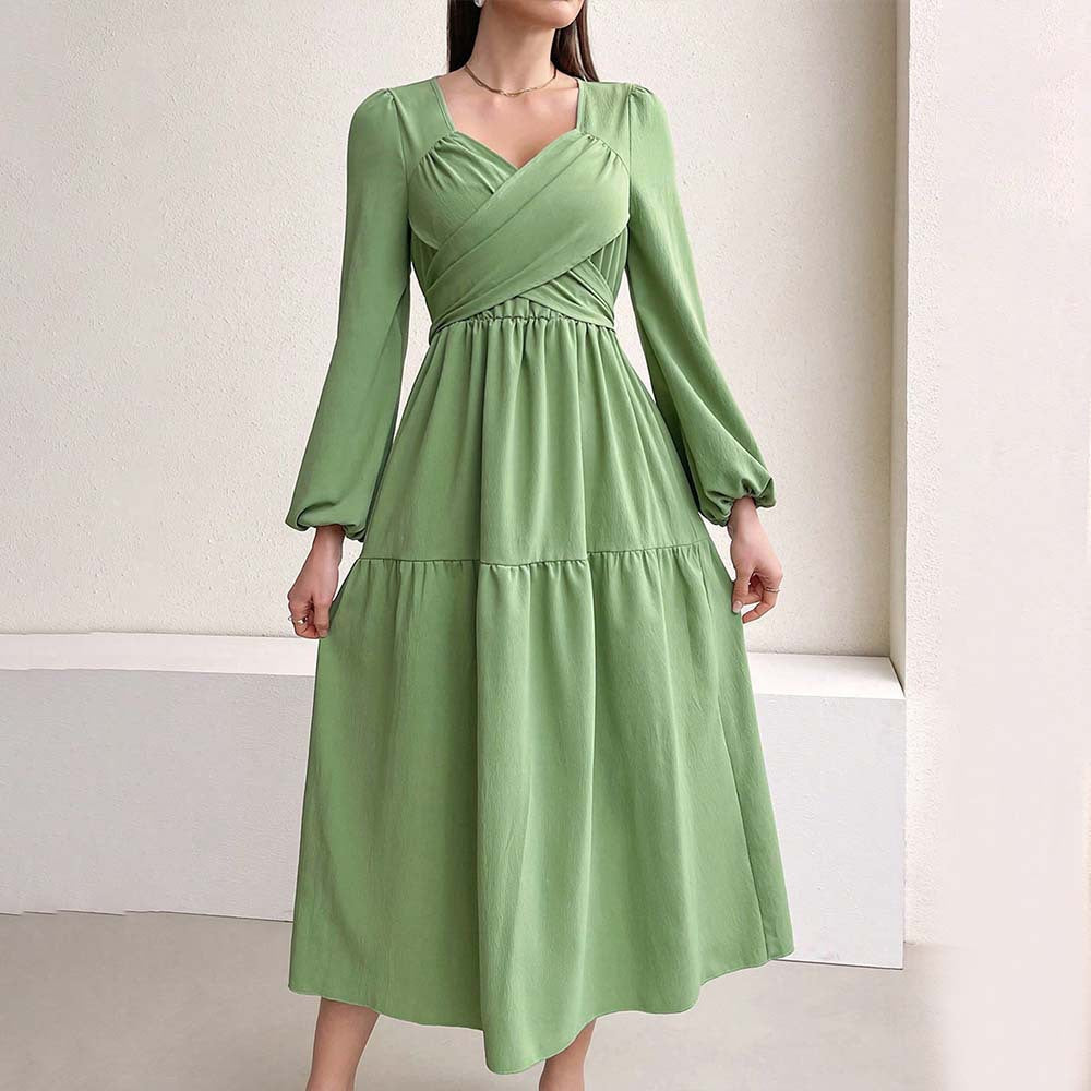 Robe midi taille empire | Vert Sarcelle | Élégance douce et féminine