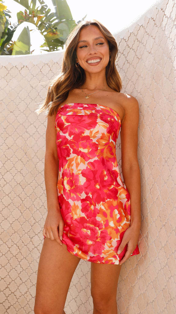 Robe Bustier à Imprimé Tropical | Bleue | Audacieuse, Élancée et Estivale