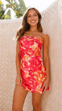 Robe Bustier à Imprimé Tropical | Bleue | Audacieuse, Élancée et Estivale