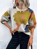 Pull graphique en maille texturée | Motif abstrait | Coupe droite | Style artistique