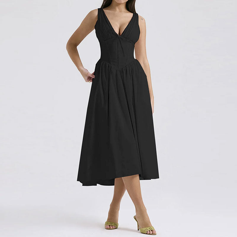 Robe Midi Vintage Sans Manches Fleurie | Romantique | Élégance Légère