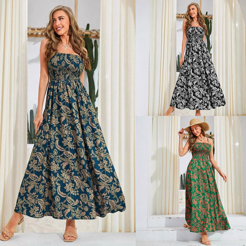 Robe Longue Fleurie Smockée | Légère & Aérienne | Parfaite pour les Vacances d'Été