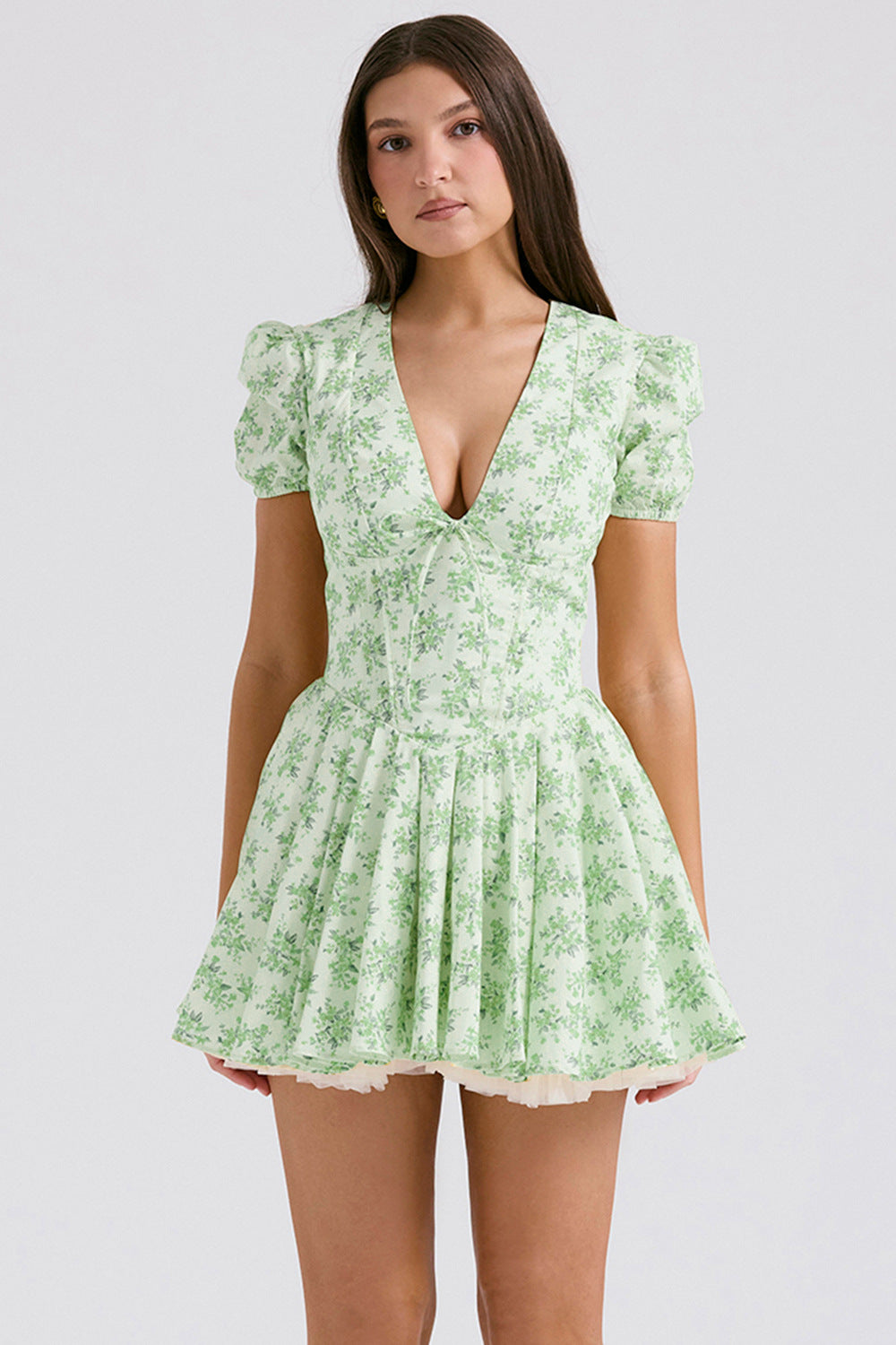 Robe Courte à Fleurs et Manches Bouffantes | Fleurs Jaunes | Romantique, Légère et Féminine