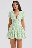 Robe Courte à Fleurs et Manches Bouffantes | Fleurs Jaunes | Romantique, Légère et Féminine