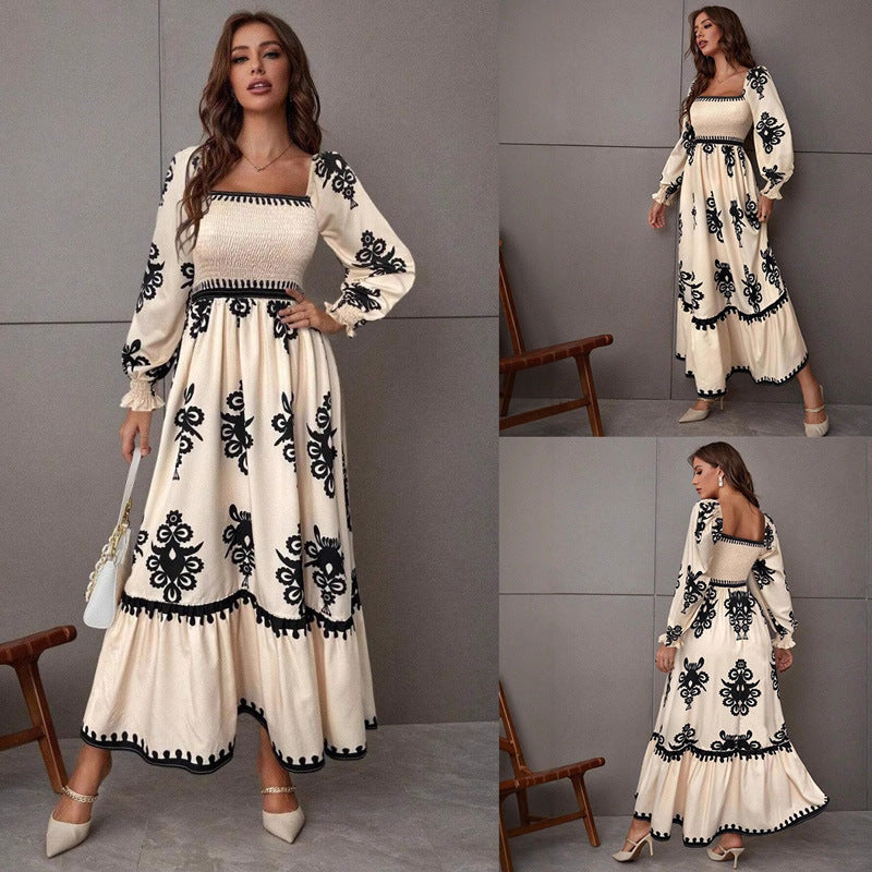 Robe longue bohème brodée | Abricot | Élégance romantique et intemporelle
