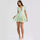 Robe Courte à Fleurs et Manches Bouffantes | Fleurs Jaunes | Romantique, Légère et Féminine