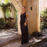 Robe de Soirée Asymétrique Satinée | Élégante | Sculptée et Raffinée
