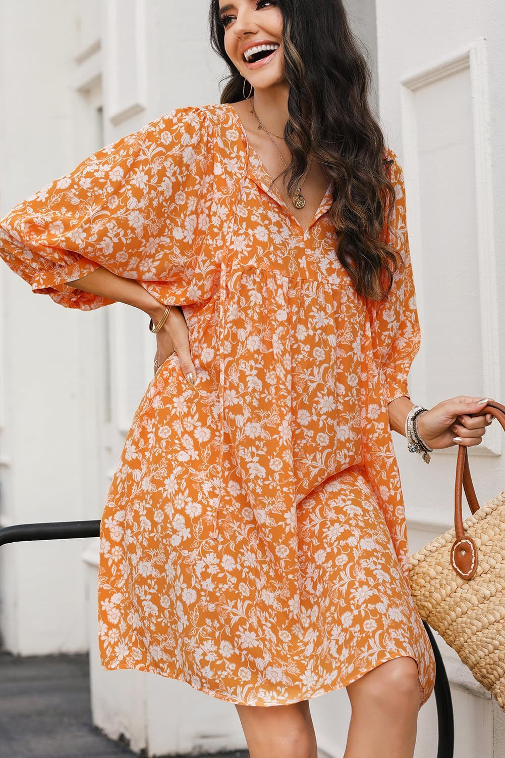 Robe Tunique Bohème Fleurie | Mélange de Coton Léger | Vive et Aérienne