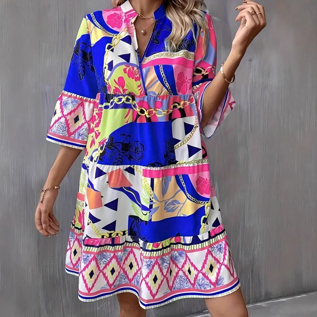 Robe Tunique Imprimée Bohème | Colorée | Légère et Ludique