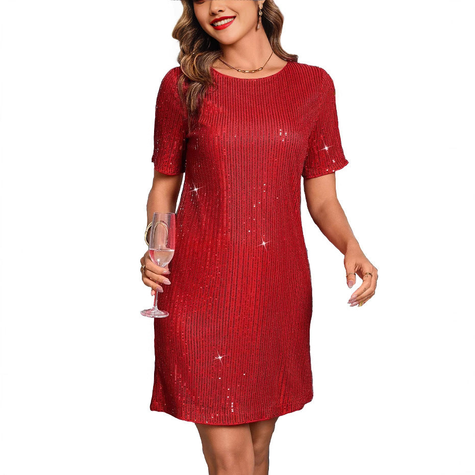 Robe Droite à Sequins | Effet Scintillant | Glamour de Soirée