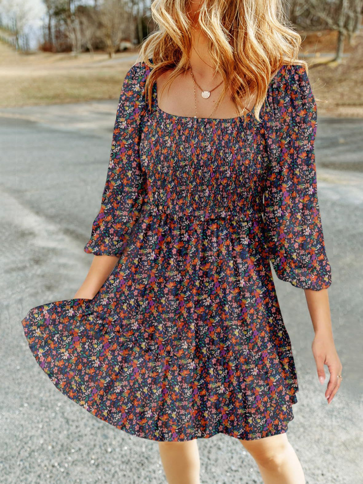 Robe Courte Smockée Fleurie | Douce | Romantique et Légère