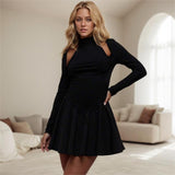 Robe courte à manches longues et découpes | Noire | Audacieuse, élégante et prête pour vos soirées
