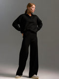 Ensemble Tricoté Lounge | Détente Élégante | Haut Col Polo & Pantalon Ample