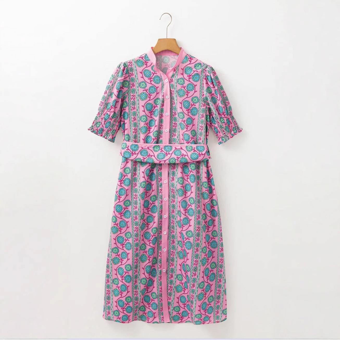 Robe Midi Bohème Fleurie Boutonnée | Mélange de Coton | Vive et Féminine