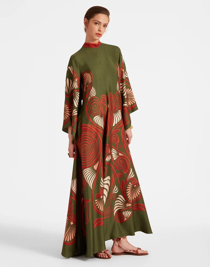 Robe Longue Caftan Imprimée | Élégante & Fluide | Chic Bohème