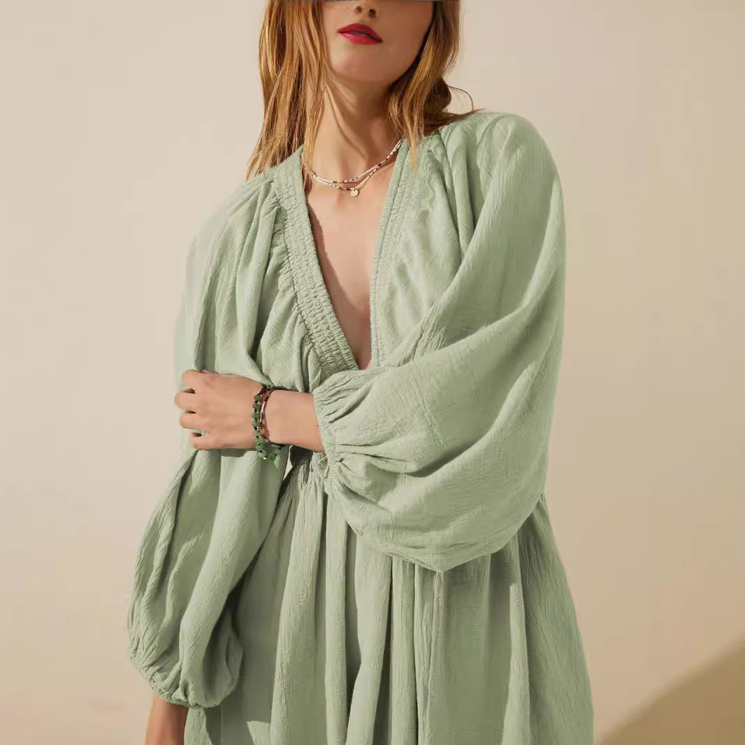 Robe Courte Bohème à Décolleté Plongeant | Décontractée | Fluide et Chic