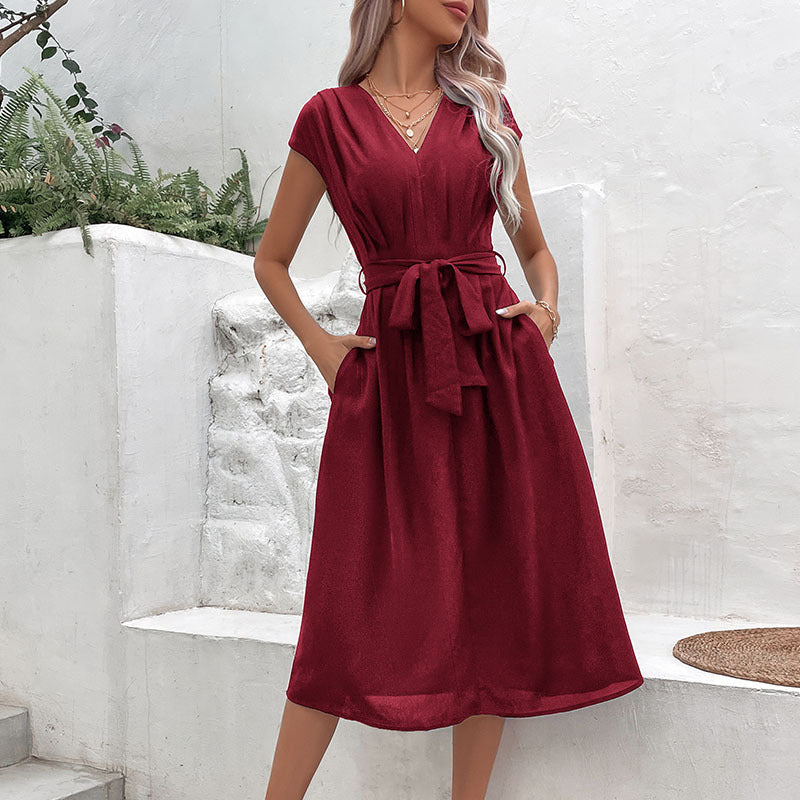 Robe Midi Élégante Ceinturée | Légère | Élégance Décontractée