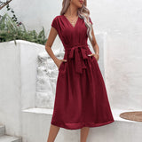 Robe Midi Élégante Ceinturée | Légère | Élégance Décontractée