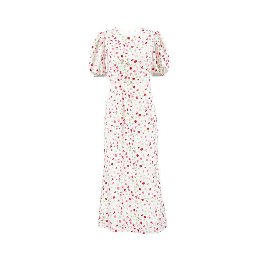 Robe Midi Élégante à Manches Bouffantes Fleurie | Féminine | Grâce Légère