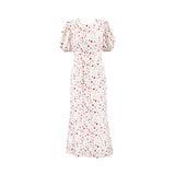 Robe Midi Élégante à Manches Bouffantes Fleurie | Féminine | Grâce Légère