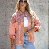 Veste en Jean Imprimée Oversize | Bohème & Tendance | Idéale pour la Superposition