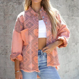 Veste en Jean Imprimée Oversize | Bohème & Tendance | Idéale pour la Superposition