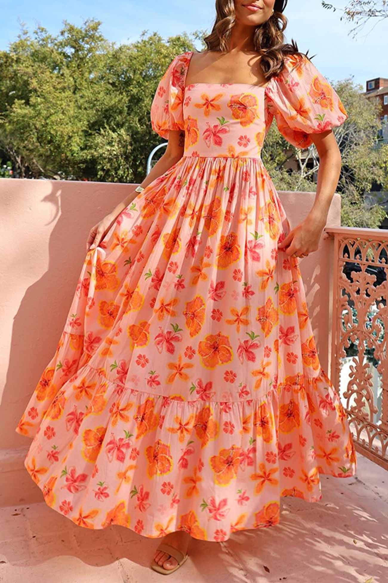 Robe Longue Fleurie | Manches Bouffantes | Romantique & Fluide