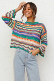 Pull en Maille Coloré | Base Verte | Bohème et Plein de Peps