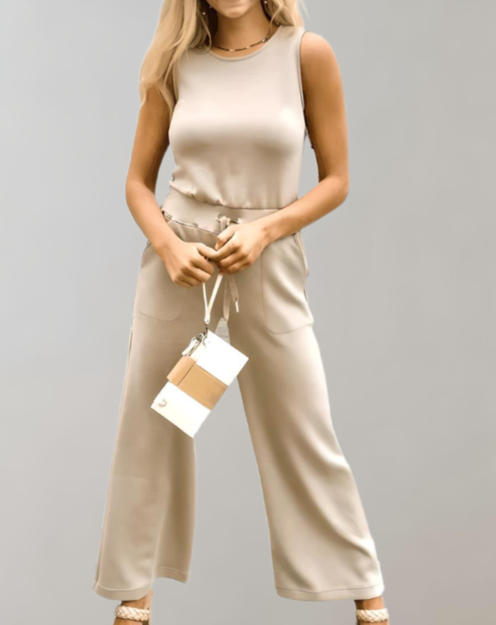 Ensemble Deux Pièces Sans Manches | Débardeur & Pantalon Large | Élégant & Décontracté