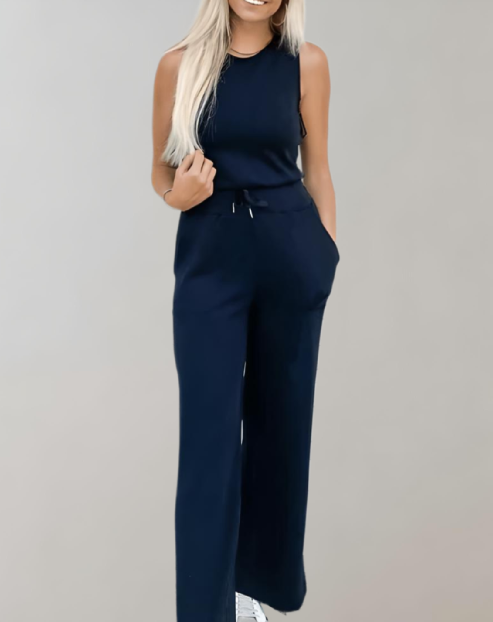 Ensemble Deux Pièces Sans Manches | Débardeur & Pantalon Large | Élégant & Décontracté